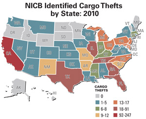 NICB Cargo Theft Map 2010